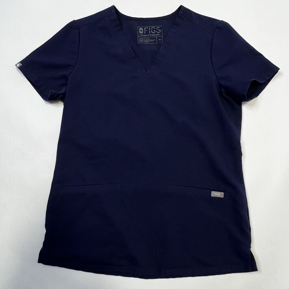 Figs Technical Casma Short Sleeve Scrub Top Blue Womens XS 3 Pocket FW1100 1601
